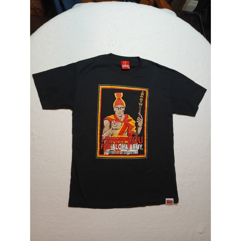 Aloha Army "I Want You For Aloha Army" Ali'i King Kamehameha Black Medium Shirt